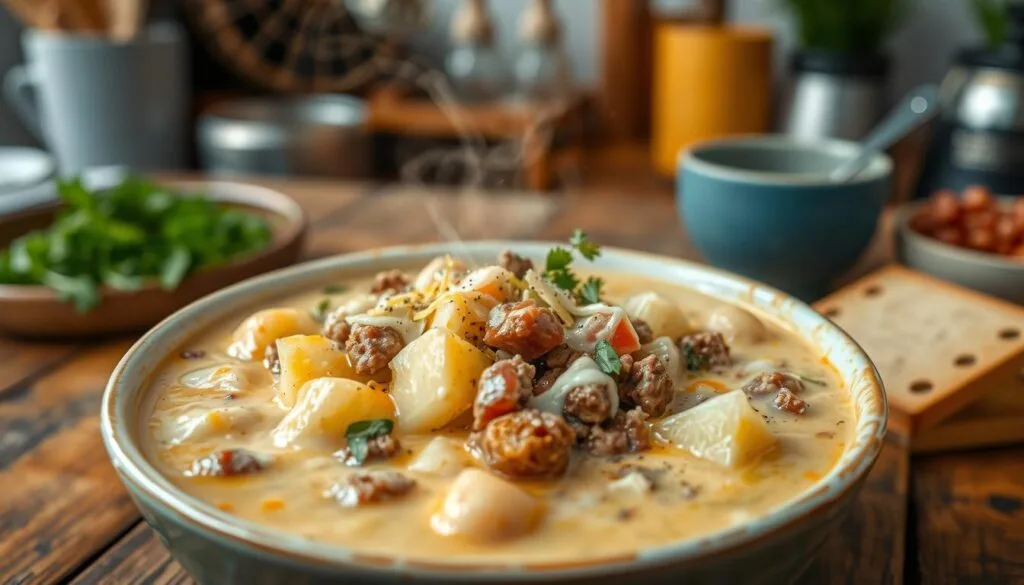 Cheesy Hamburger Potato Soup